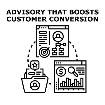 Customer advisory boosting conversion through data analysis Stock Illustration