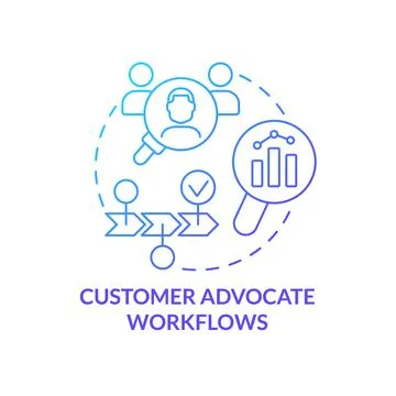 Customer advocate workflows blue gradient concept icon Stock Illustration