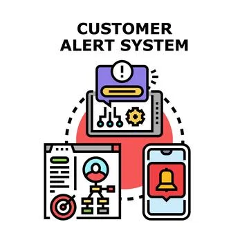 Customer alert system for digital interaction and support Stock Illustration