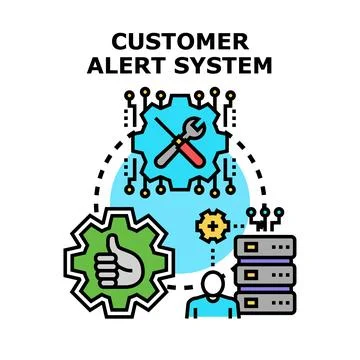 Customer alert system notifying service support concept 库存插图