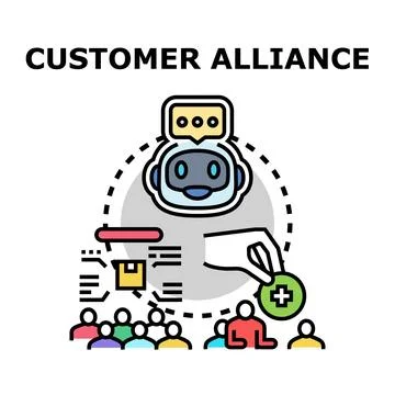 Customer alliance program building loyalty with ai Stock Illustration