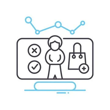 Customer analysis line icon, outline symbol, vector illustration, concept sign Illustrazione stock