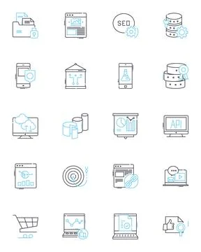 Customer analysis linear icons set. Demographics, Psychographics, Behavior Stock Illustration