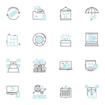 Customer analysis linear icons set. Demographics, Psychographics, Behavior Stock Illustration