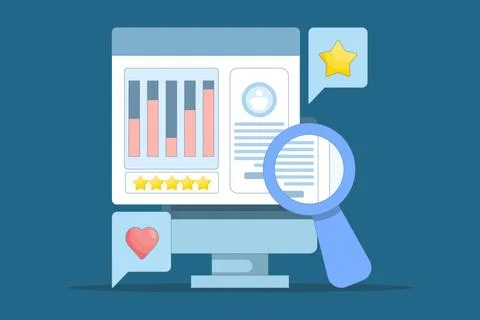 Customer analysis software concept, business intelligence, website report. Stockillustratie