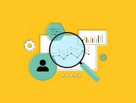 Customer analysis tools process customer data to improve marketing strategies Stock Illustration