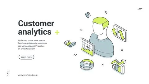 Customer Analytics And Data Research Isometric Banner Vector Illustration Stock Illustration