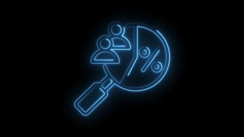 Customer analytics and market share examination with glowing neon symbol on.. Stock Footage 346003823