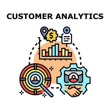 Customer analytics identifying user behavior trends and marketing Stock Illustration