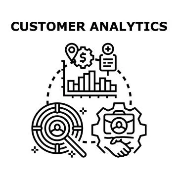 Customer analytics identifying user behavior trends and marketing Stock Illustration