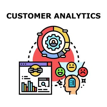 Customer analytics process analyzing user behavior data Stockillustratie