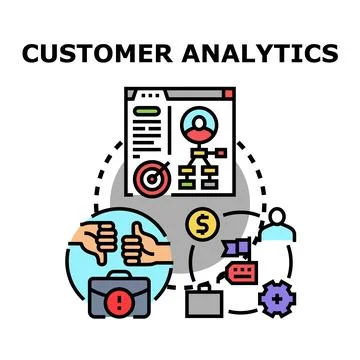 Customer analytics processing data for business development Stock Illustration