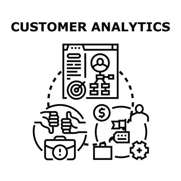 Customer analytics processing data for business development 스톡 일러스트