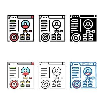 Customer analytics report color icon vector multipack Stock Illustration