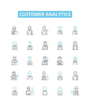 Customer analytics vector line icons set. Customer, Analytics, Segmentation Stock Illustration