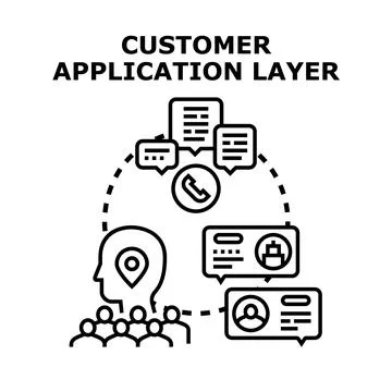 Customer application layer system connecting people with services Stock Illustration
