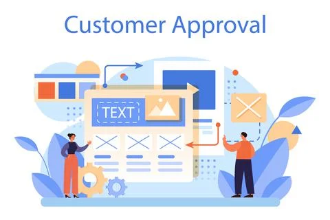 Customer approval concept. Marketing program development for client Ilustración de archivo