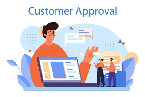 Customer approval concept. Marketing program development for client 스톡 일러스트