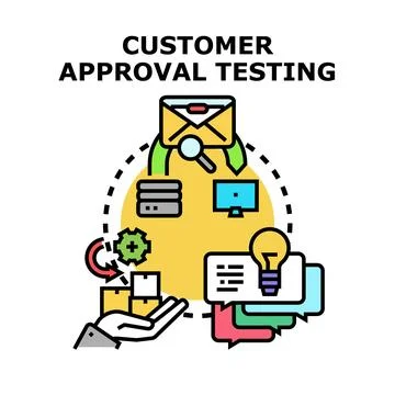 Customer approval testing concept with digital feedback process Stock Illustration