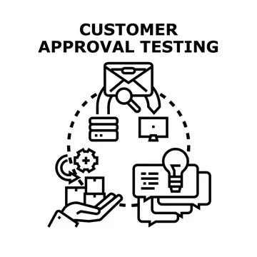 Customer approval testing concept with digital feedback process Stock Illustration