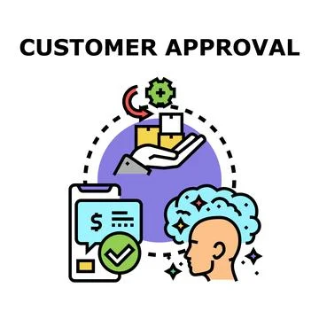 Customer approving purchase, receiving package, feeling satisfaction Stock Illustration