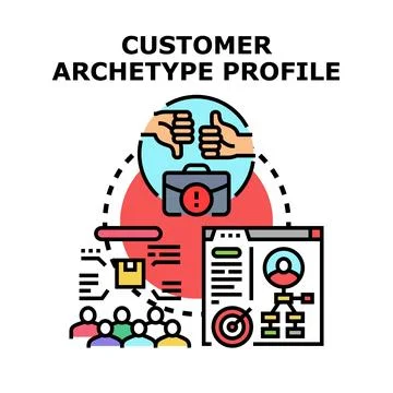 Customer archetype profiling with market research and user feedback Stock Illustration
