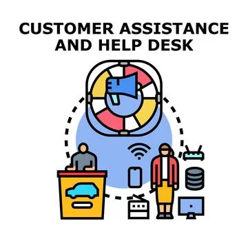 Customer assistance and help desk concept illustration 스톡 일러스트