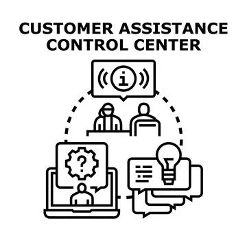 Customer assistance control center delivering support and solutions イラスト素材