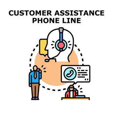 Customer assistance phone line support service concept Stock Illustration