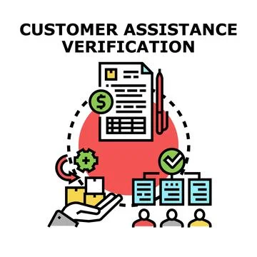 Customer assistance process verification and service management concept Stock Illustration