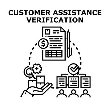 Customer assistance process verification and service management concept Stock Illustration