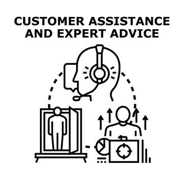 Customer assistance providing expert advice for business growth Stock Illustration