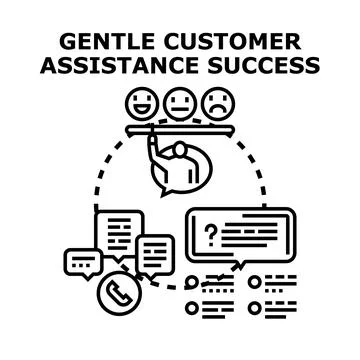 Customer assistance success resulting in client satisfaction Stock Illustration