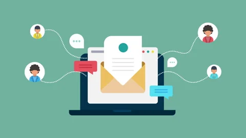 Customer attraction with email marketing 2d Animation with Alpha Matte Stock Footage 335733984
