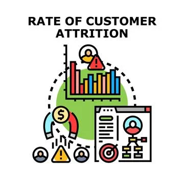 Customer attrition rate analysis illustrating business client churn Stock Illustration