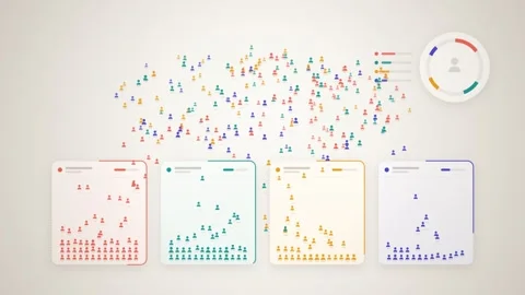 Customer Audience Segmentation Icons Sorting Into Groups Animation Stock Footage 346728382