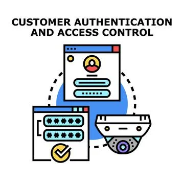 Customer authentication and access control system concept Stock Illustration