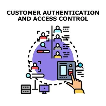 Customer authentication and access control system managing users イラスト素材