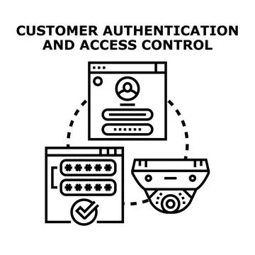 Customer authentication and access control system concept Stock Illustration
