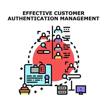 Customer authentication management analyzing user data verification Stock Illustration