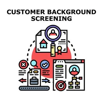 Customer background screening process, reviewing individual identity Stock Illustration
