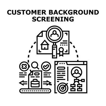 Customer background screening process, reviewing individual identity Stock Illustration