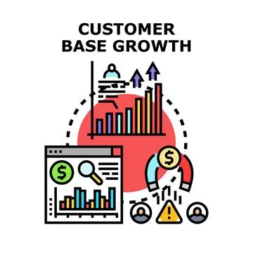 Customer base growth strategy increasing sales and income Ilustración de archivo