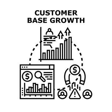 Customer base growth strategy increasing sales and income Ilustración de archivo