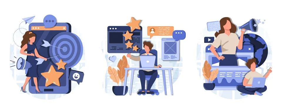 Customer behavior analysis abstract concept vector illustration set Stock Illustration