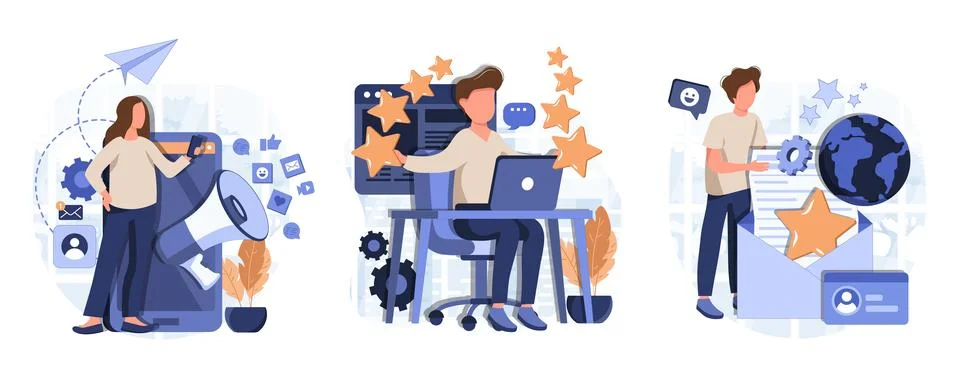 Customer behavior analysis abstract concept vector illustration set Stock Illustration