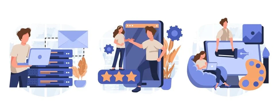 Customer behavior analysis abstract concept vector illustration set Stock Illustration