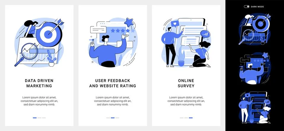 Customer behavior analysis mobile app UI kit. Stock Illustration
