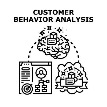 Customer behavior analysis understanding and predicting purchaser actions Stock Illustration