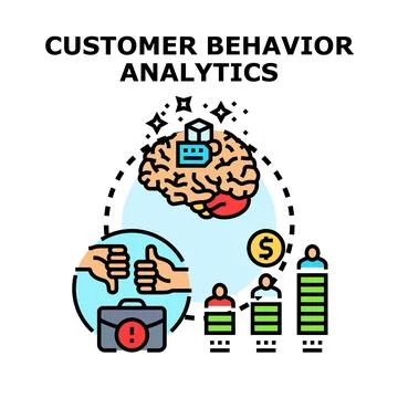 Customer behavior analytics analyzing market research user data 库存插图